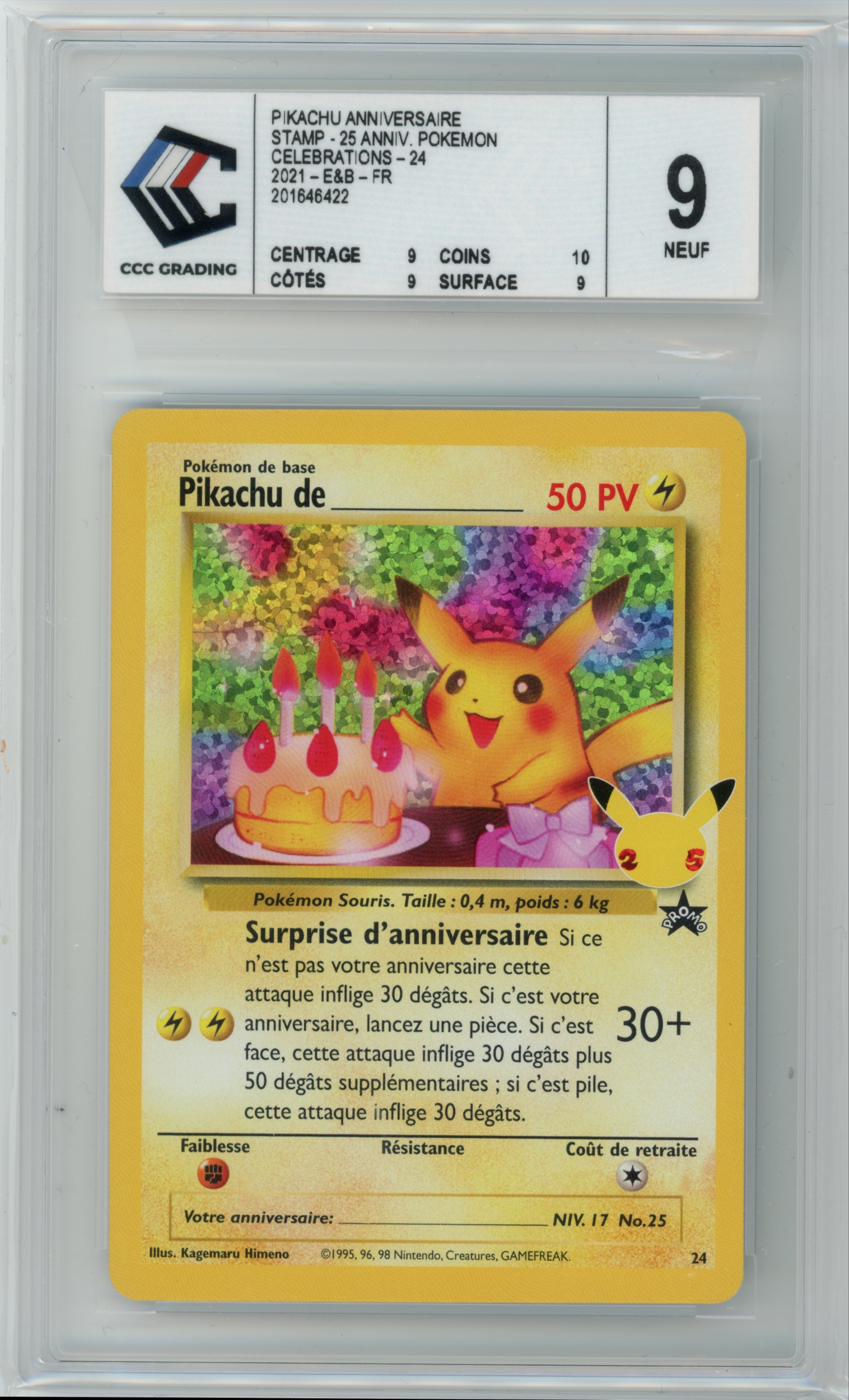 Pikachu de _____ 24 anniversaire Célébrations CCC 9 — recto