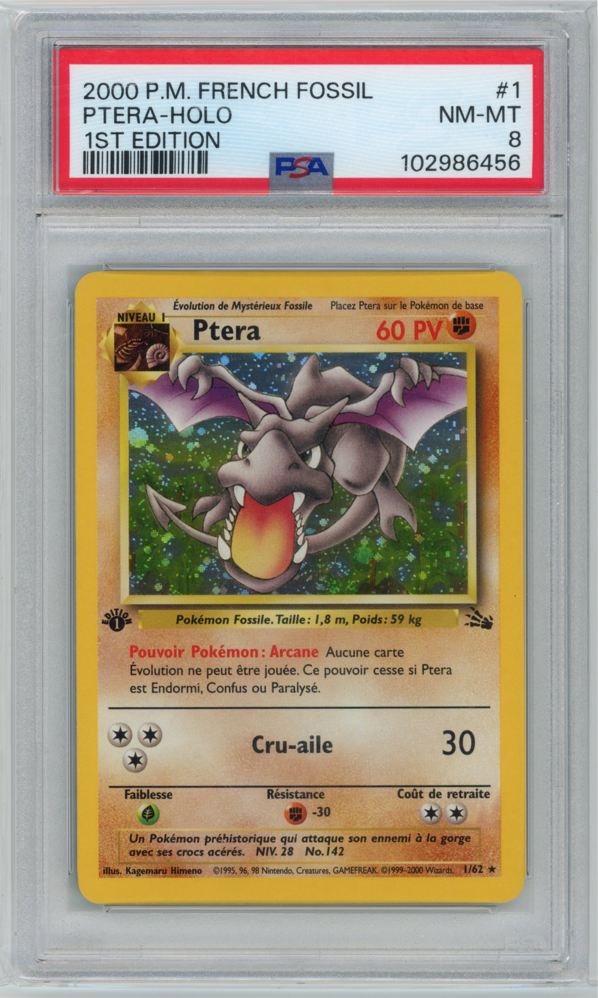 Ptéra 1/62 Edition 1 Fossile PSA 8 — recto