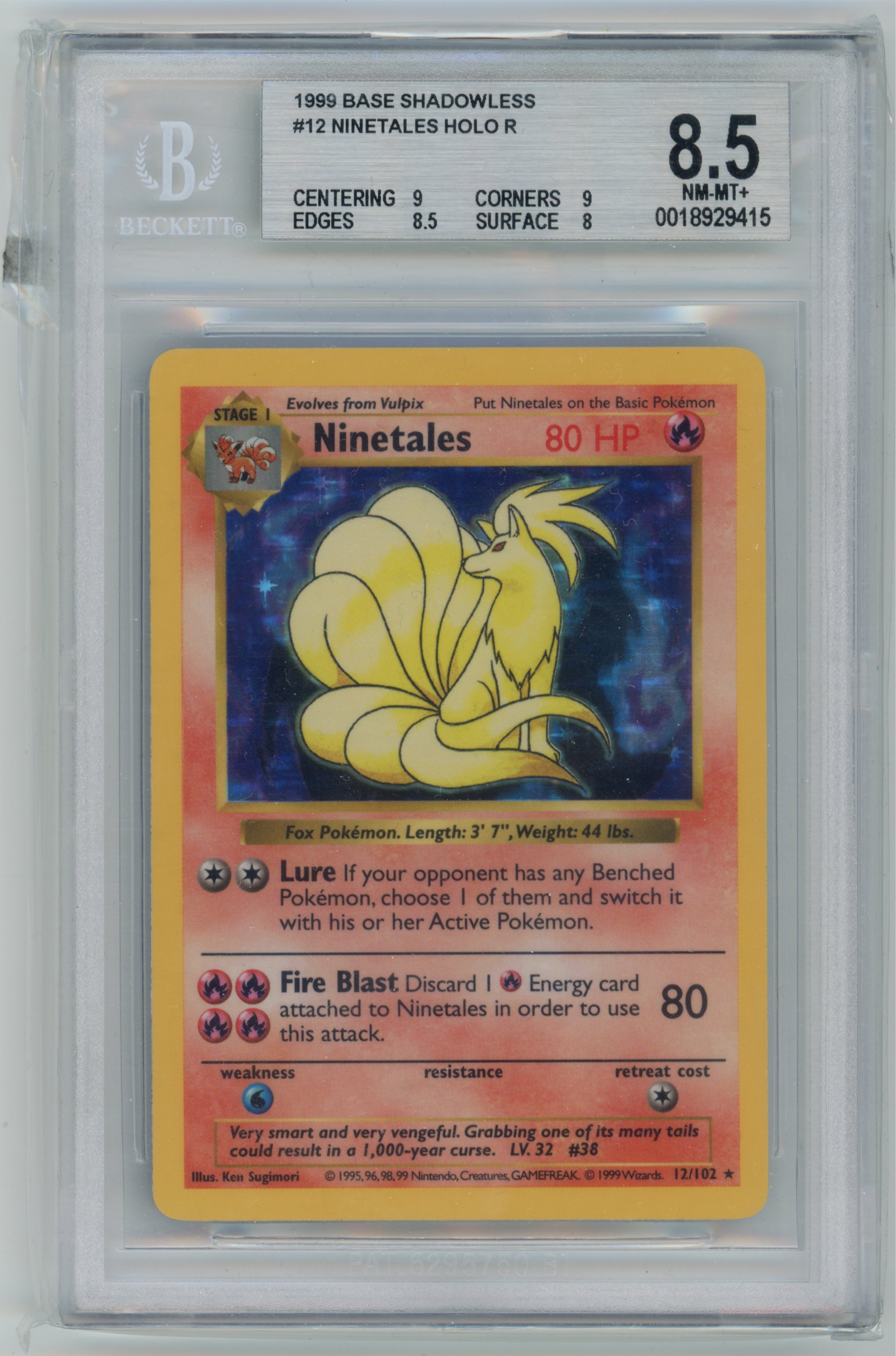 Ninetales 12/102 Base Set SHADOWLESS BGS 8.5 — recto