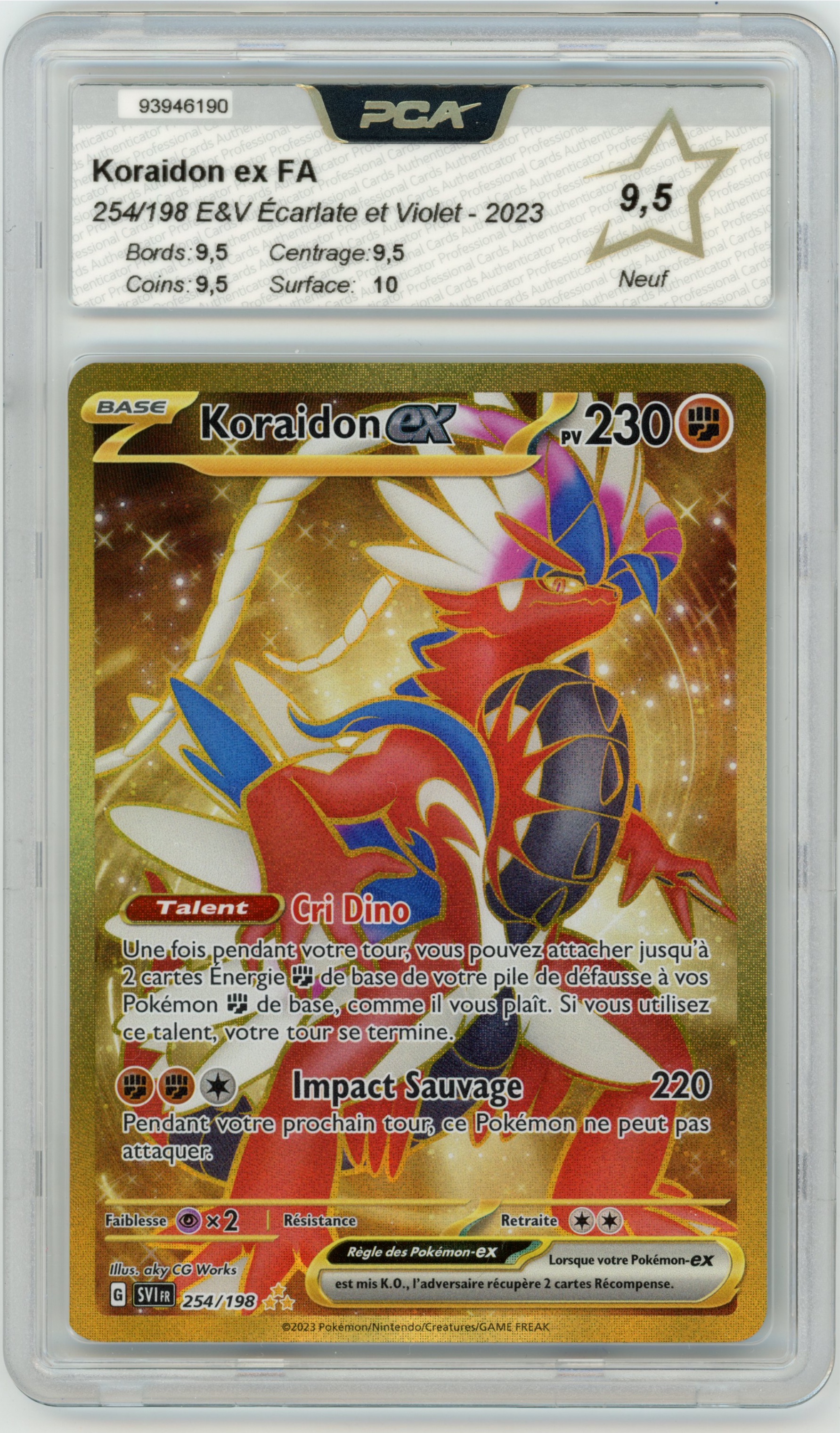 Koraidon ex 254/198 Écarlate et Violet PCA 9,5 — recto